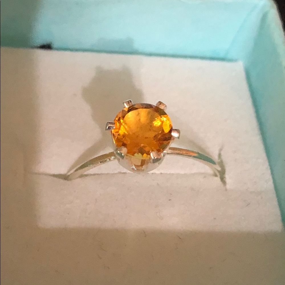 1/2ct Natural Citrine (5mm) .925 Sterling Ring